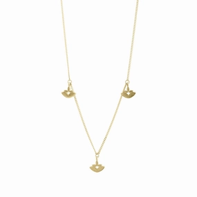 Boh Runga - Lotus Flower Trio Pendant Gold Plate