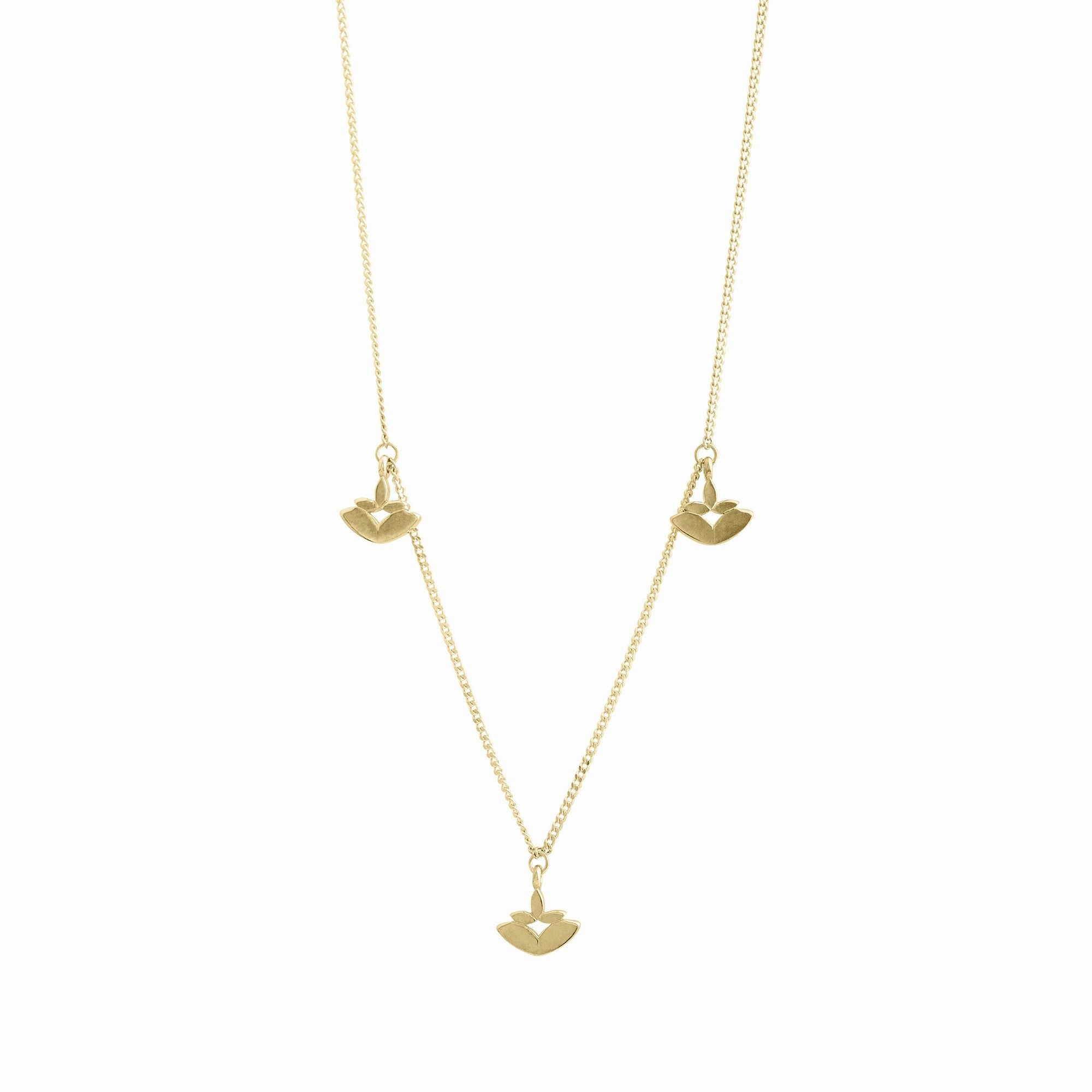 Boh Runga - Lotus Flower Trio Pendant Gold Plate