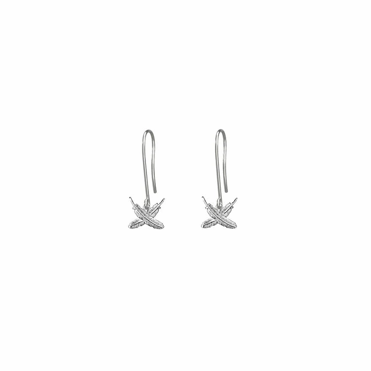 Boh Runga - Silver Petite Feather Kisses Hook Earrings