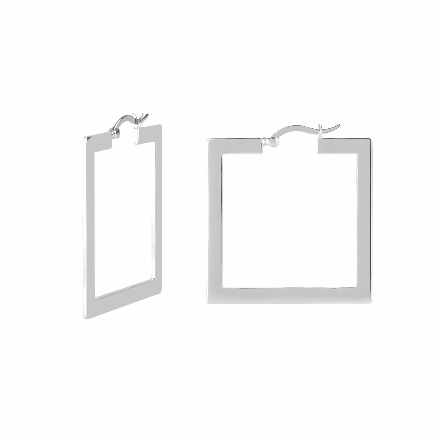 Boh Runga - Square Shoop Silver Earring