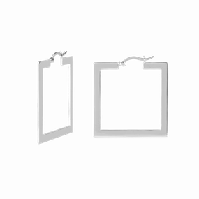 Boh Runga - Square Shoop Silver Earring