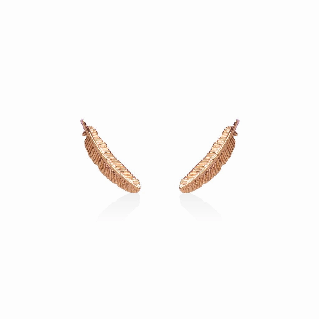 Boh Runga Miromiro Feather Studs - Rose Gold