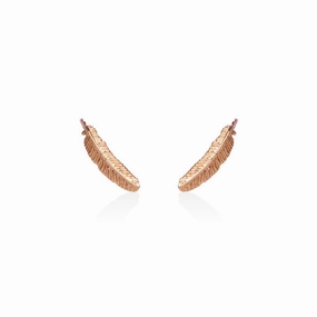 Boh Runga Miromiro Feather Studs - Rose Gold