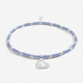 Boho Beads Heart Dark Blue Silver Plated Bracelet 7768