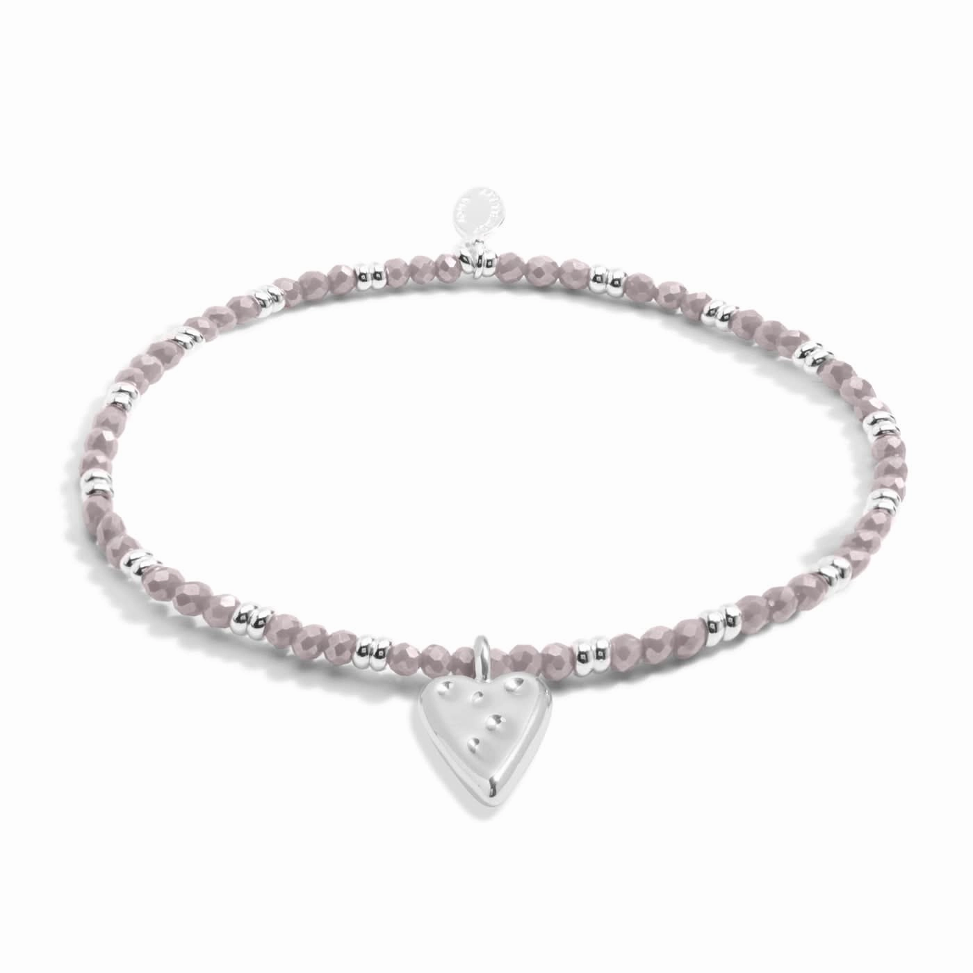 Boho Beads Heart Lilac Silver Plated Bracelet 7774