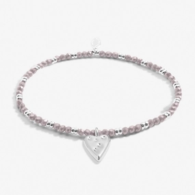 Boho Beads Heart Lilac Silver Plated Bracelet 7774