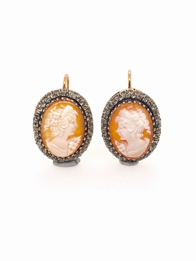 Cameo Marquisite Rosegold Earrings