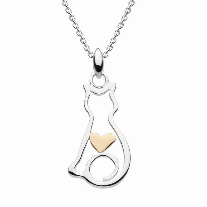 Cat with Gold Plated Heart Pendant 9391GD