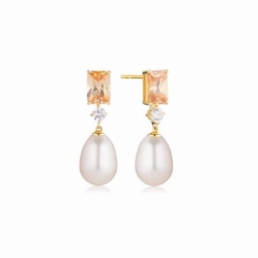 Champagne Zirconia Galatina Earrings SJ-E12380-PCH-YG