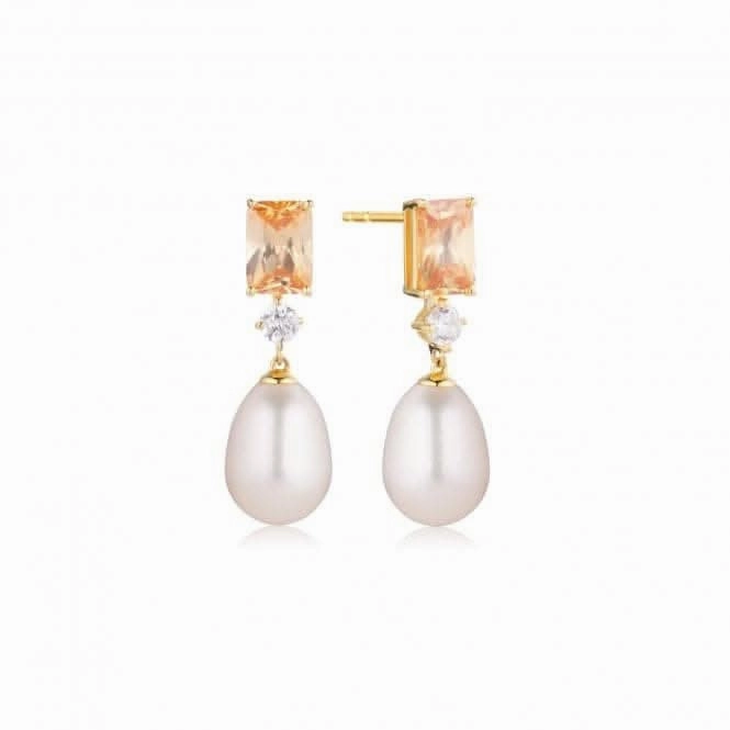 Champagne Zirconia Galatina Earrings SJ-E12380-PCH-YG