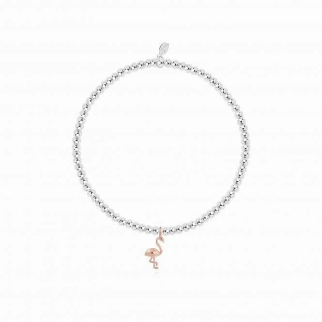 Childrens A Little Pink Flamingo Silver And Rose Gold 15.5cm Stretch Bracelet C503