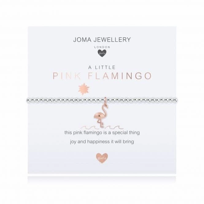 Childrens A Little Pink Flamingo Silver And Rose Gold 15.5cm Stretch Bracelet C503