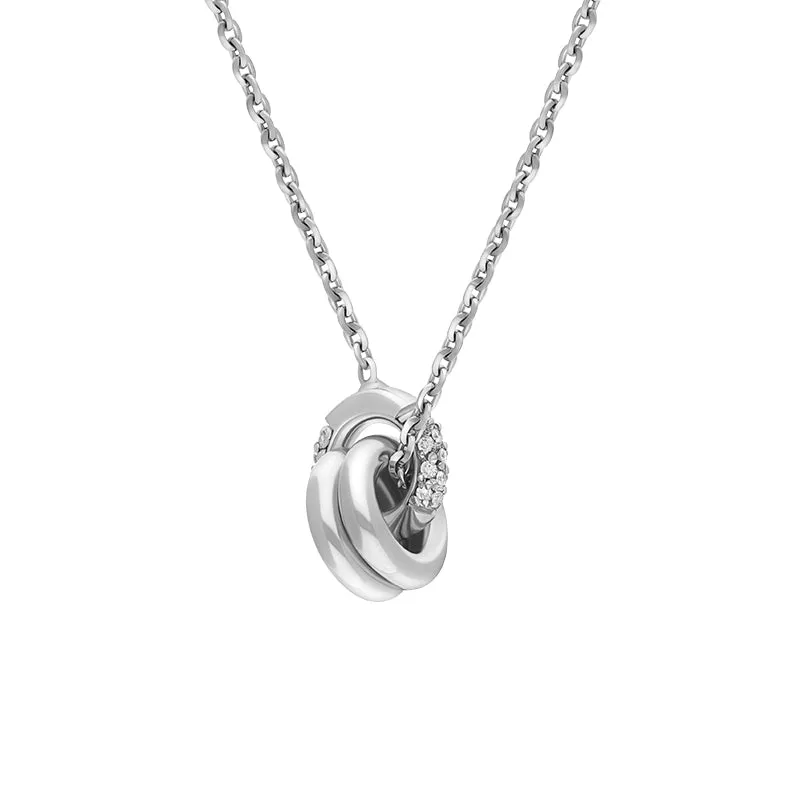 Chimento Bamboo Pure 18ct White Gold 0.10ct Diamond Necklace