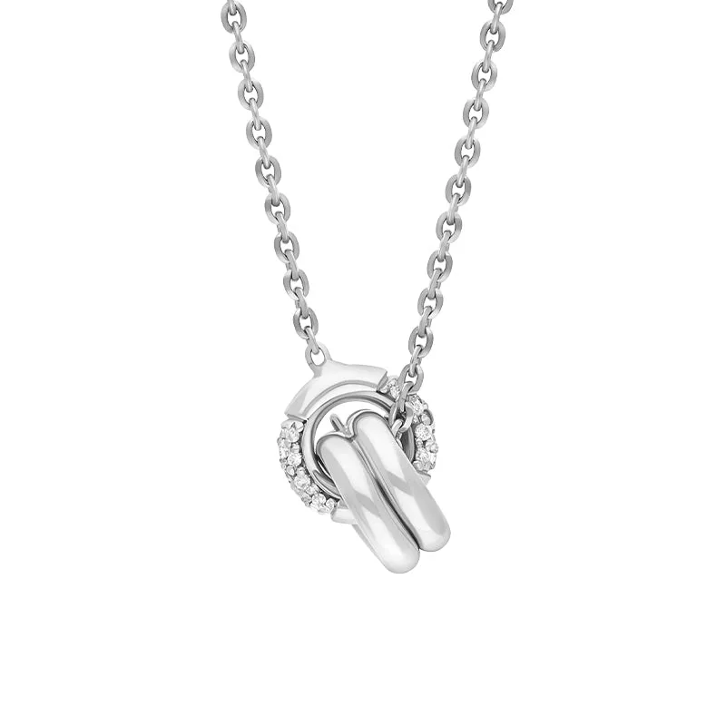 Chimento Bamboo Pure 18ct White Gold 0.10ct Diamond Necklace
