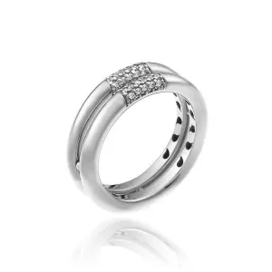 Chimento Bamboo Pure 18ct White Gold 0.16ct Diamond Duel Ring