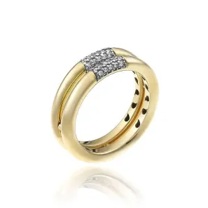 Chimento Bamboo Pure 18ct Yellow Gold 0.16ct Diamond Duel Ring