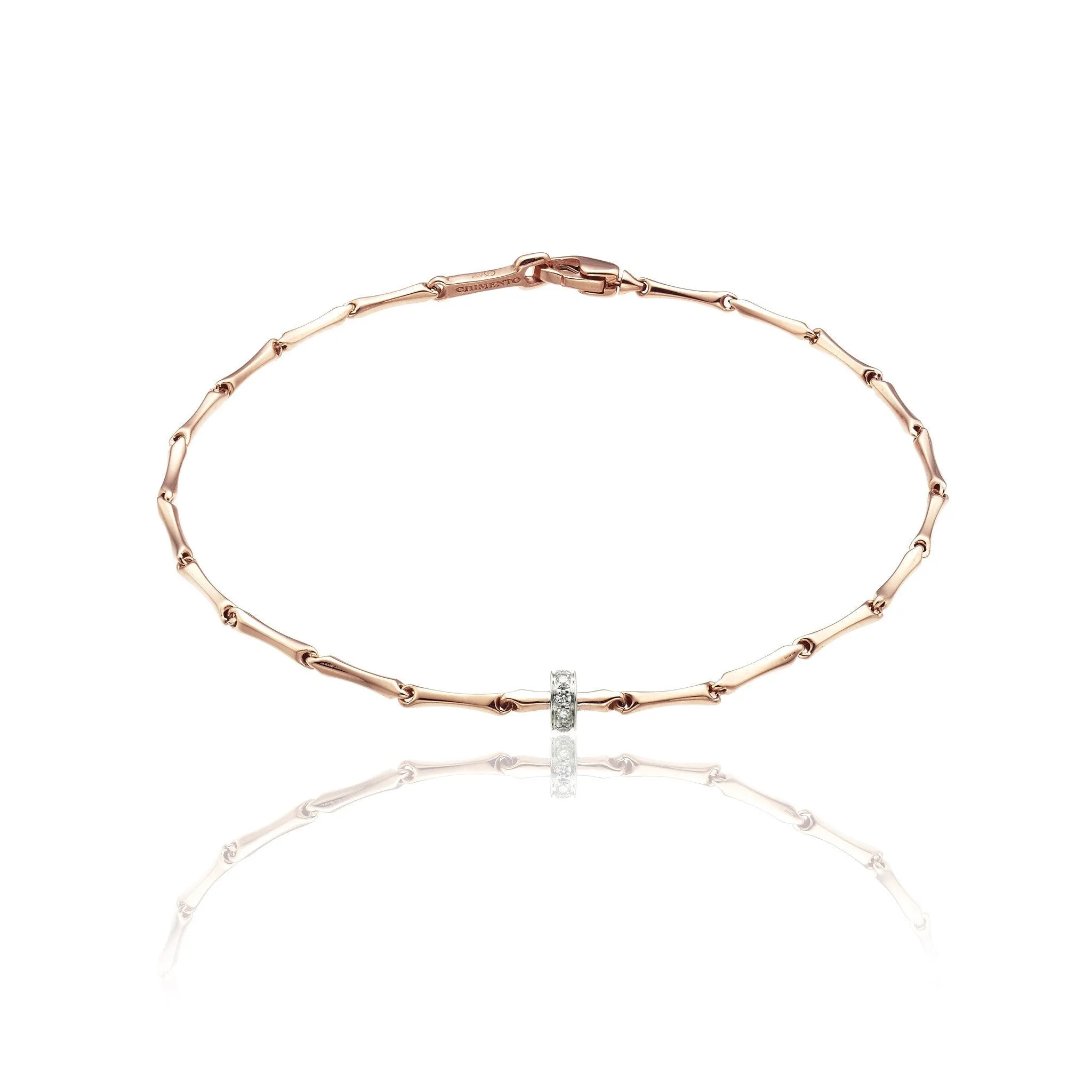 Chimento Bamboo Shine 18ct Rose Gold 0.05ct Diamond Bracelet