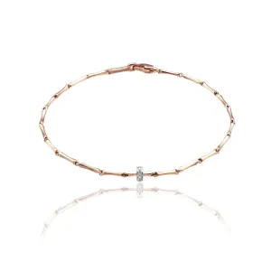 Chimento Bamboo Shine 18ct Rose Gold 0.05ct Diamond Bracelet