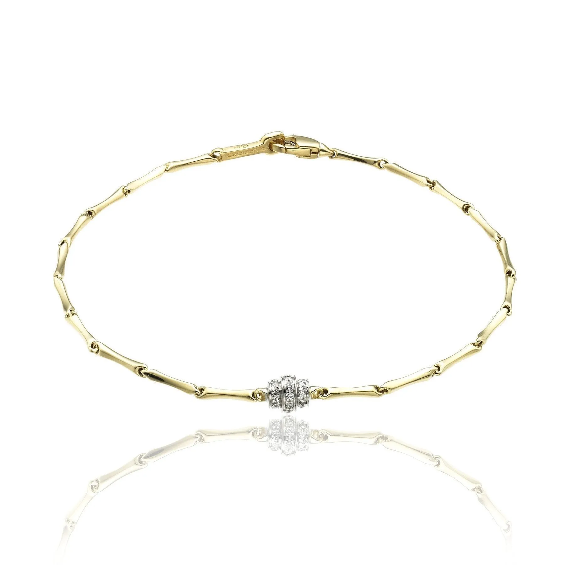 Chimento Bamboo Shine 18ct Yellow Gold 0.10ct Diamond Bracelet