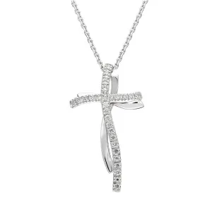 Chimento Croci 18ct White Gold 0.15ct Diamond Cross Necklace