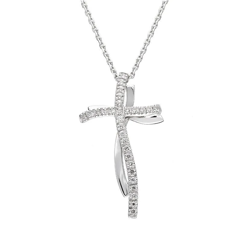 Chimento Croci 18ct White Gold 0.15ct Diamond Cross Necklace