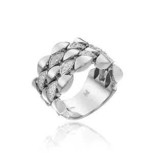 Chimento Mosaico 18ct White Gold 0.42ct Diamond Wide Ring