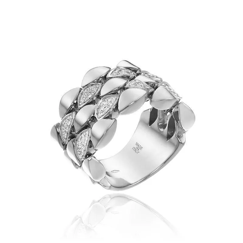 Chimento Mosaico 18ct White Gold 0.42ct Diamond Wide Ring