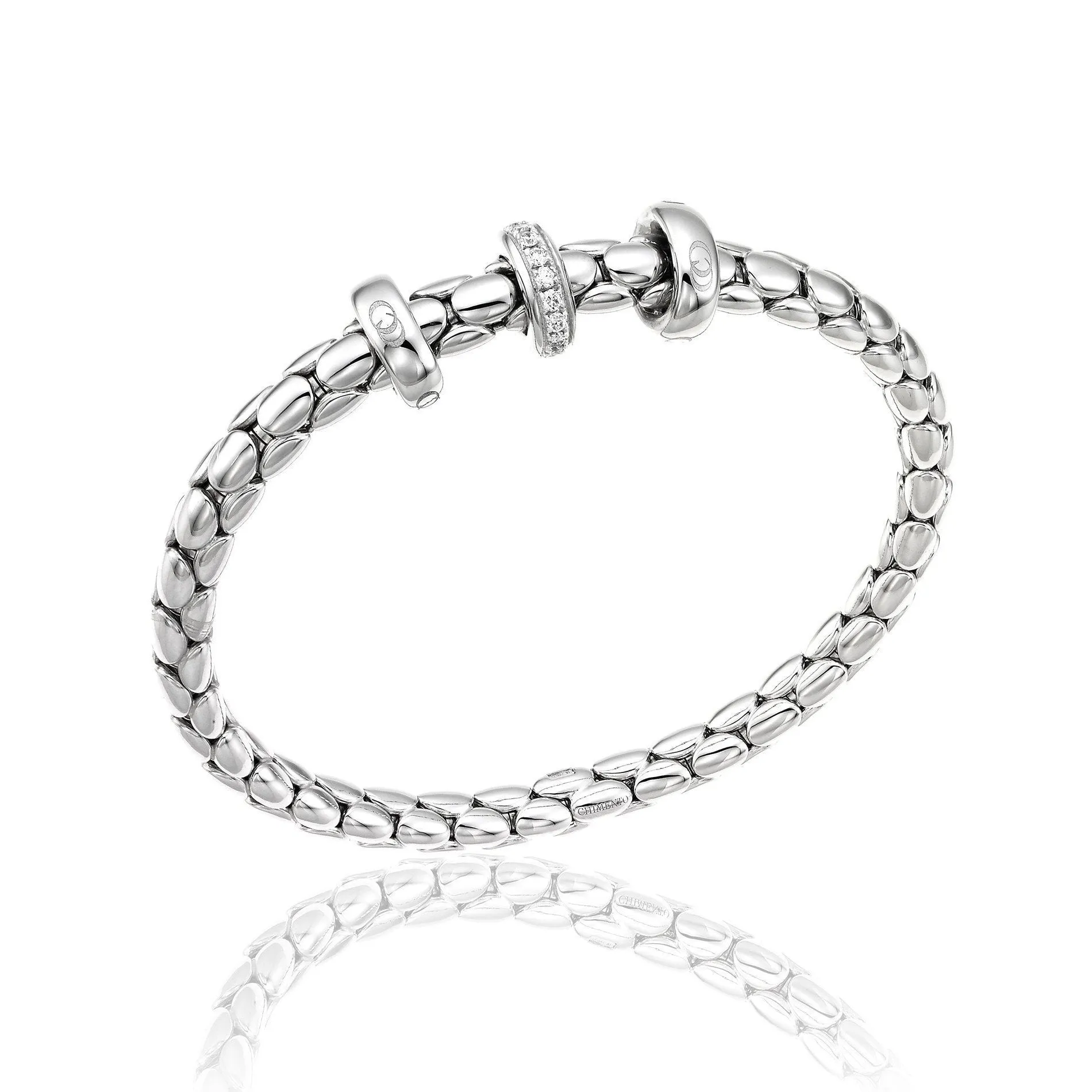 Chimento Stretch 18ct White Gold 0.19ct Diamond Triple Rondelle Bracelet