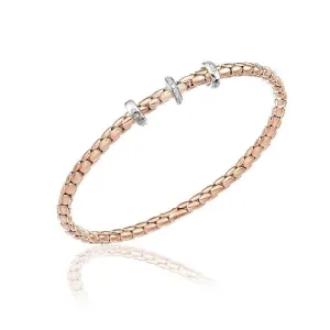 Chimento Stretch Spring 18ct Rose Gold 0.10ct Diamond Triple Rondelle Bracelet