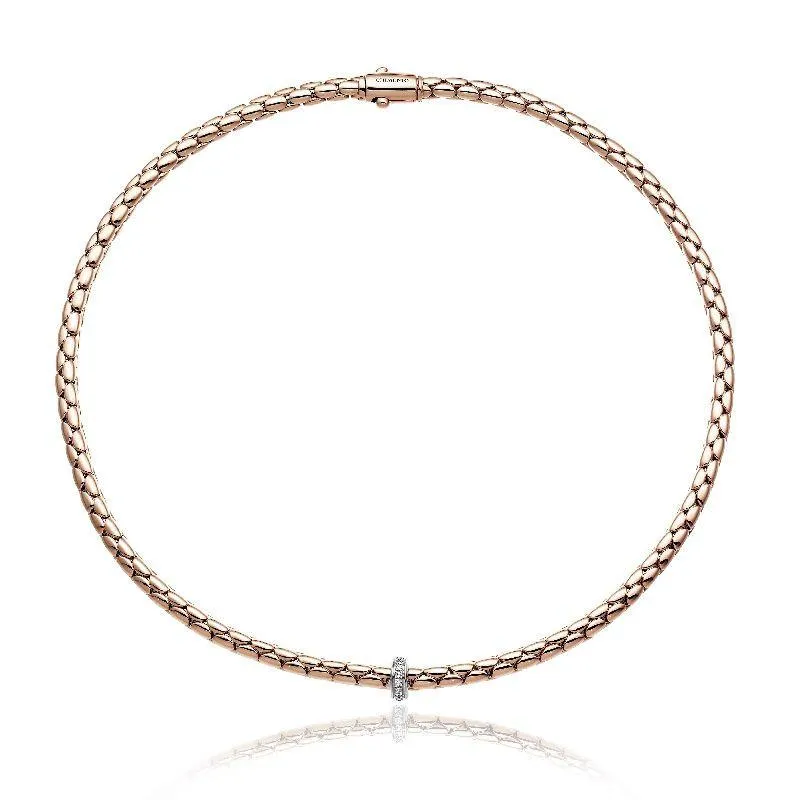 Chimento Stretch Spring 18ct Rose Gold 0.19ct Diamond Necklace