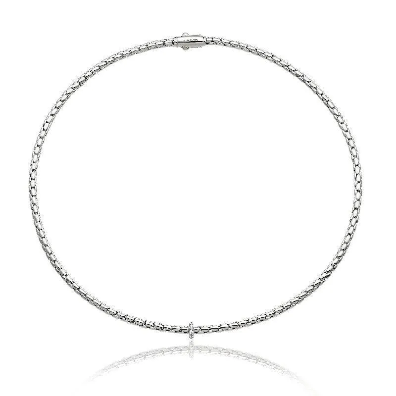 Chimento Stretch Spring 18ct White Gold 0.10ct Diamond Necklace