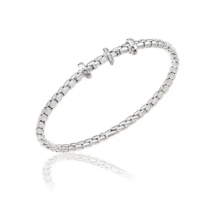 Chimento Stretch Spring 18ct White Gold 0.10ct Diamond Triple Rondelle Bracelet