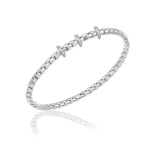 Chimento Stretch Spring 18ct White Gold 0.31ct Diamond Triple Rondelle Bracelet