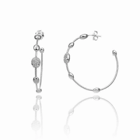 Chimento Armillas Acqua 18ct White Gold 0.24ct Diamond Large Hoop Earrings