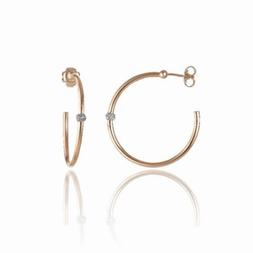 Chimento Bamboo Flirt 18ct Rose Gold 0.20ct Diamond Hoop Earrings