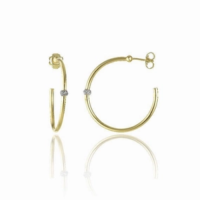 Chimento Bamboo Flirt 18ct Yellow Gold 0.20ct Diamond Hoop Earrings
