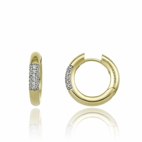 Chimento Bamboo Pure 18ct Yellow Gold 0.16ct Diamond Hoop Earrings