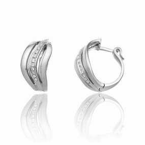 Chimento Stretch Nuvola 18ct White Gold 0.28ct Diamond Hoop Earrings