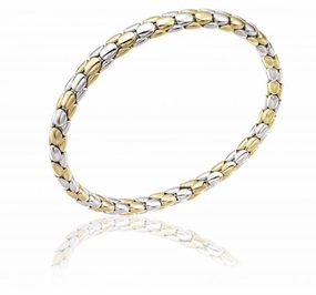 Chimento Stretch Spring 18ct White and Yellow Gold Wide Bracelet