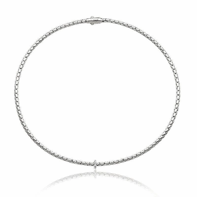 Chimento Stretch Spring 18ct White Gold 0.10ct Diamond Necklace