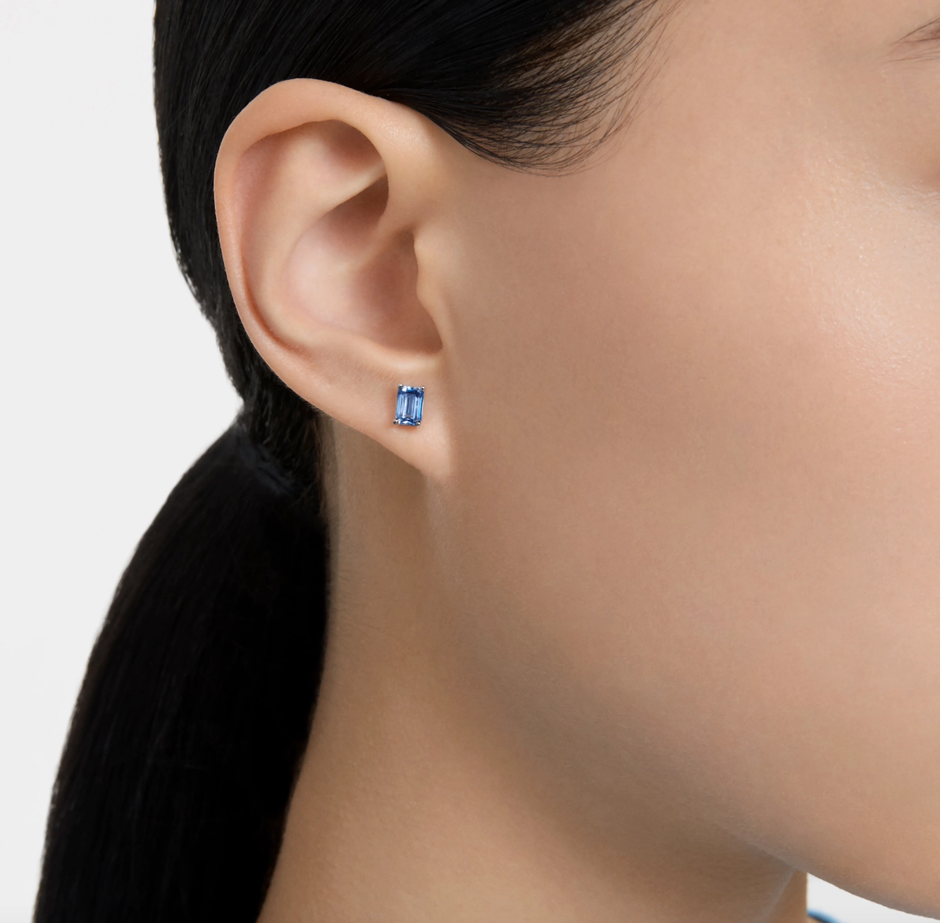 Chroma Cushion Blue Silver Stud Earrings