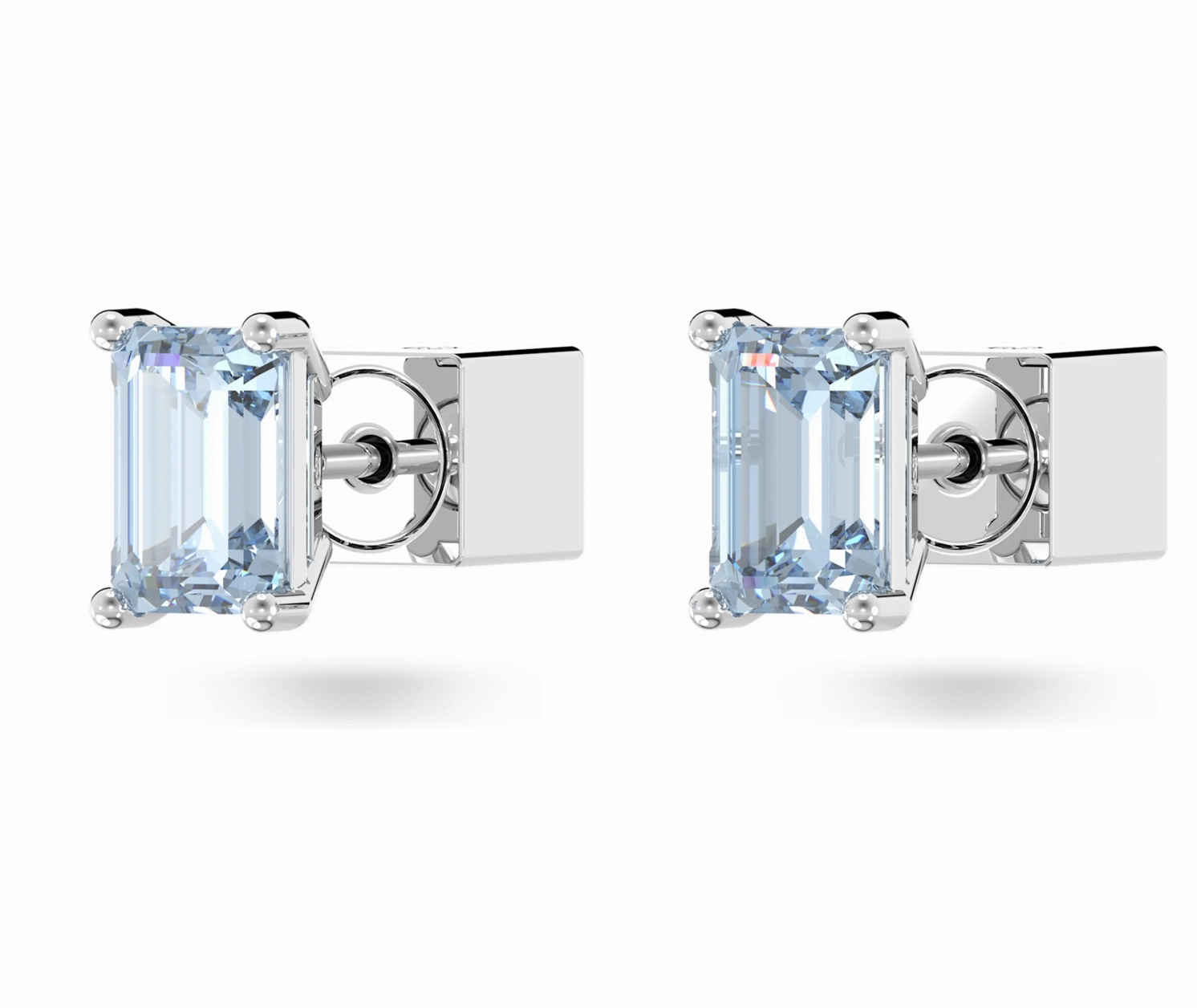 Chroma Cushion Blue Silver Stud Earrings