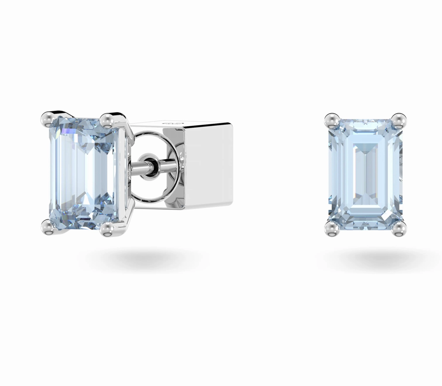 Chroma Cushion Blue Silver Stud Earrings
