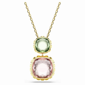 Chroma Multicoloured Cusion Cut Gold Pendant