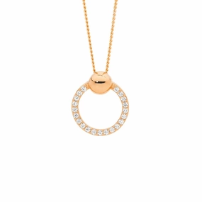 Circle with Ball CZ Pendant - 2 colours
