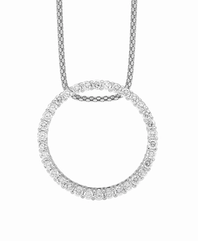 Circle with CZ Silver Necklace