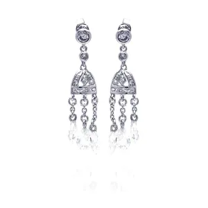 Clearance-Silver 925 Rhodium Plated Chandelier CZ Dangling Earrings - STE00145