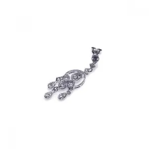 Clearance-Silver 925 Rhodium Plated CZ Three stranded Dangling Earrings - STE00030
