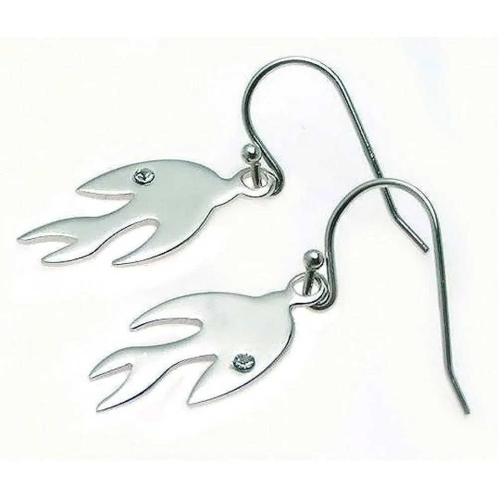 Clearance-Silver 925 Rhodium Plated Dove Crystal Hook Earrings - STE00526