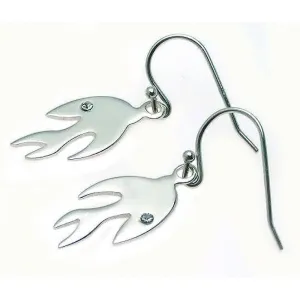 Clearance-Silver 925 Rhodium Plated Dove Crystal Hook Earrings - STE00526